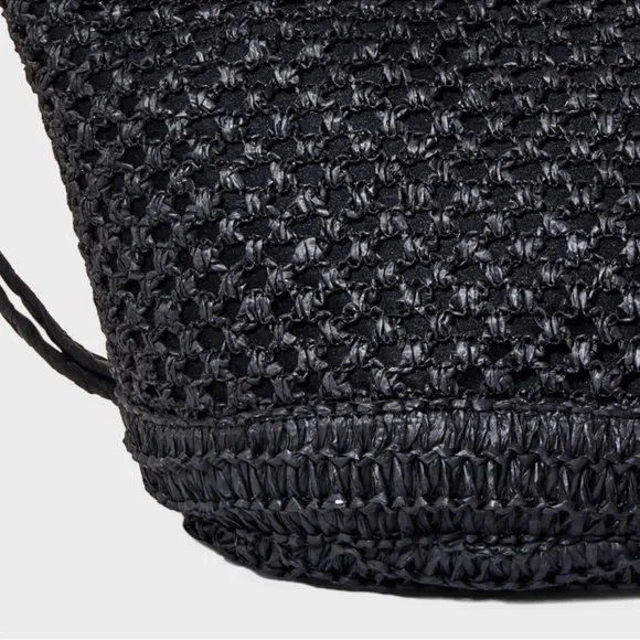 Universal Thread Straw Crossbody Bucket Bag with Removable Straps - Picture 4 of 12